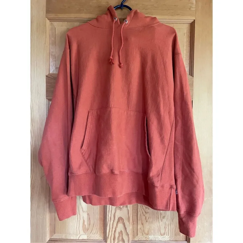 Champion Hoodie Orange Red Long Sleeve Sweatshirt Vintage